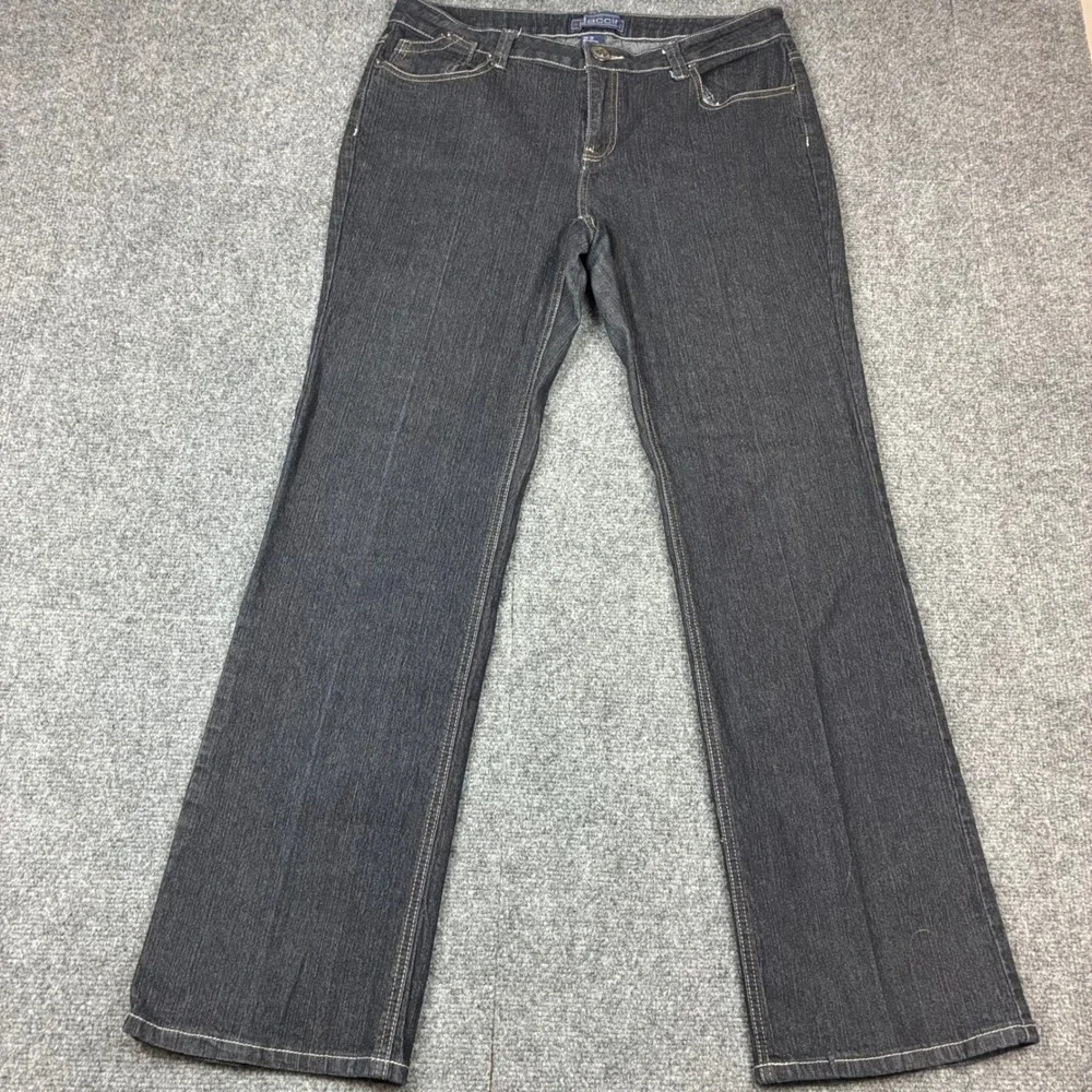 Baccini Womens Dark Wash Straight Leg Embroidered Pocket Denim Jeans Size‎ 12